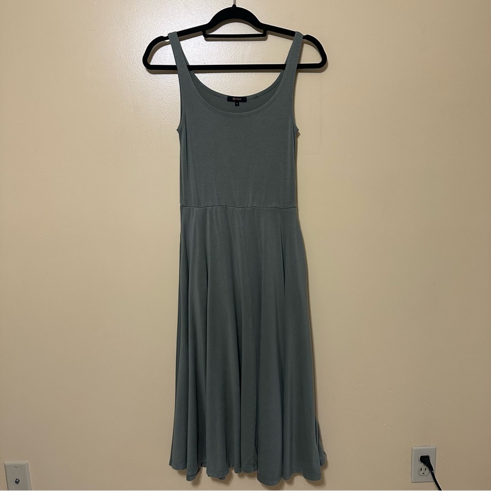 Quince Tencel Jersey Fit & Flare Dress Women S Sage Green - Picture 3 of 6